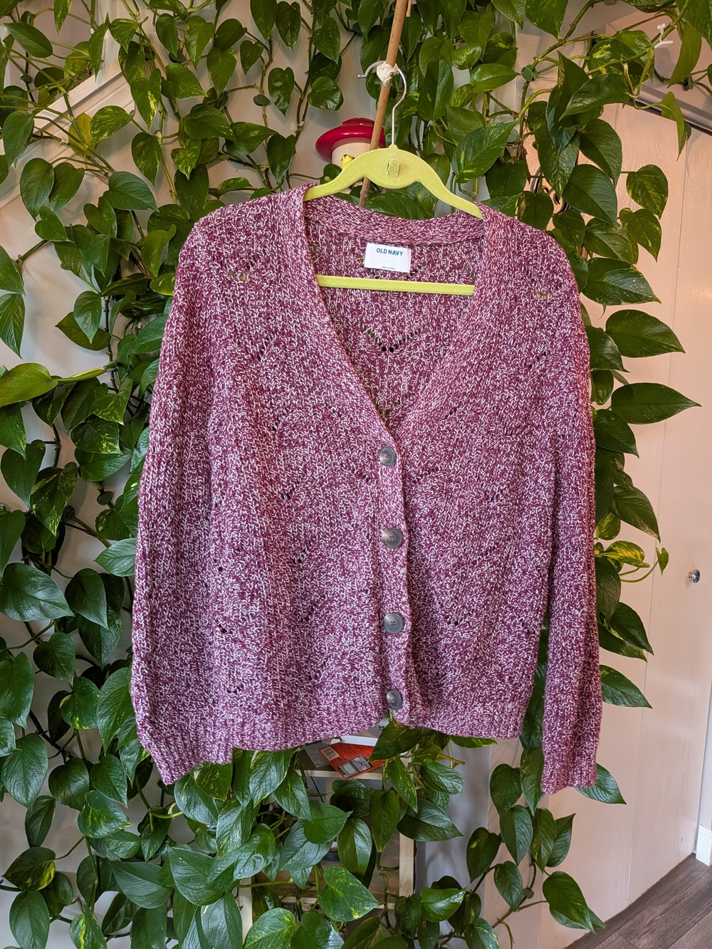 Old Navy Marled Mauve V-Neck Button Cardigan Sweater